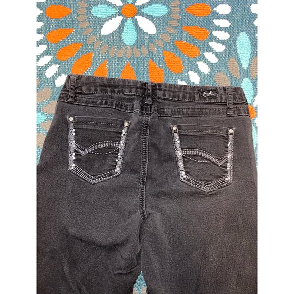 Earl Jeans Black Wash Embellished Rhinestones size 10 GUC Jeggings - Picture 5 of 12